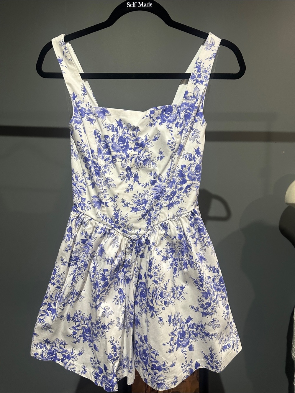 Altar'd State White Mini Dress with Blue Floral Print